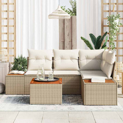 Trädgårdsoffset 4 pcs Beige och gräddfärgad Polyrattan
