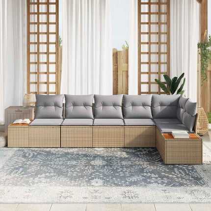 Trädgårdsoffset med kudde 6 pcs Beige och Ljusgrå Polyrattan