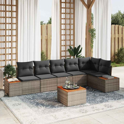 Trädgårdsoffset med kudde med lagring 6 pcs Grå Polyrattan
