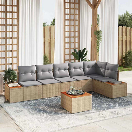 Trädgårdsoffset med kudde 6 pcs Beige och Ljusgrå Polyrattan