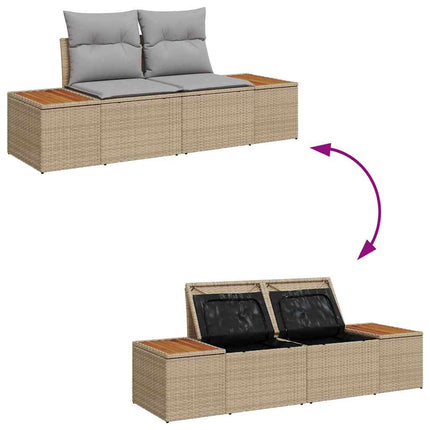 Trädgårdsoffset med kudde 6 pcs Beige och Ljusgrå Polyrattan
