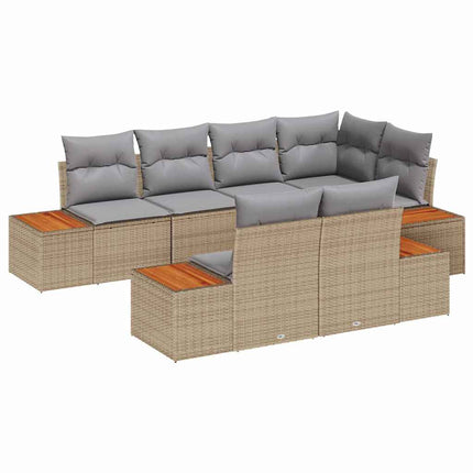 Trädgårdsoffset 7 st 7-Antal sittplatser Beige och Ljusgrå