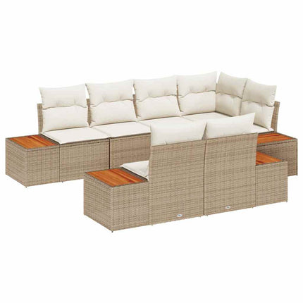 Trädgårdsoffset 7 st 7-Antal sittplatser Beige och gräddfärgad