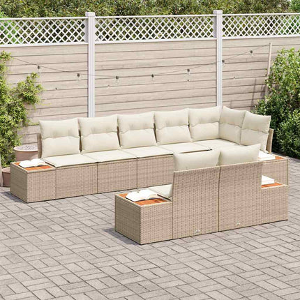 Trädgårdsoffset 8 pcs Beige och gräddfärgad Polyrattan