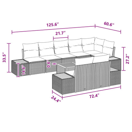 Trädgårdsoffset 8 st 8-Antal sittplatser Svart Polyrattan