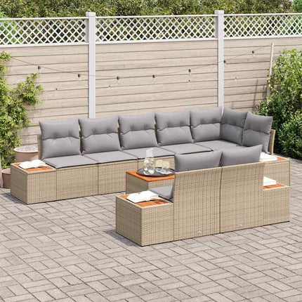 Trädgårdsoffset med kudde 8 pcs Beige och Ljusgrå Polyrattan