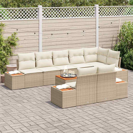 Trädgårdsoffset 8 pcs Beige och gräddfärgad Polyrattan
