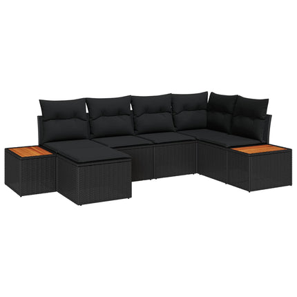 Trädgårdsoffset 7 st 6-Antal sittplatser Svart Polyrattan
