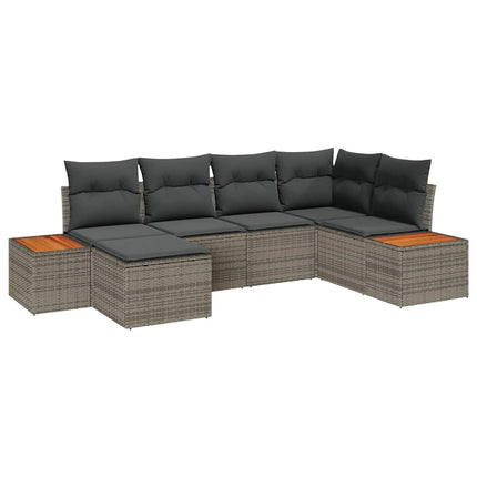 Trädgårdsoffset 7 st 6-Antal sittplatser Grå Polyrattan