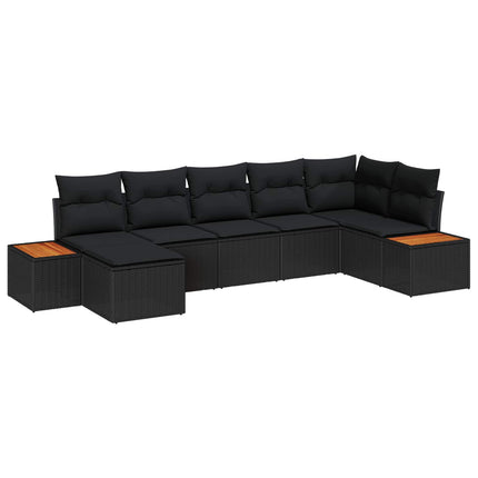 Trädgårdsoffset med kudde med lagring 8 pcs Svart Polyrattan