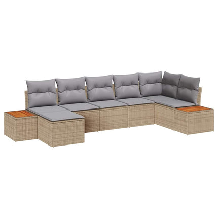 Trädgårdsoffset med kudde 8 pcs Beige och Ljusgrå Polyrattan