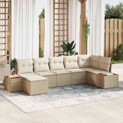 Trädgårdsoffset 8 pcs Beige och gräddfärgad Polyrattan