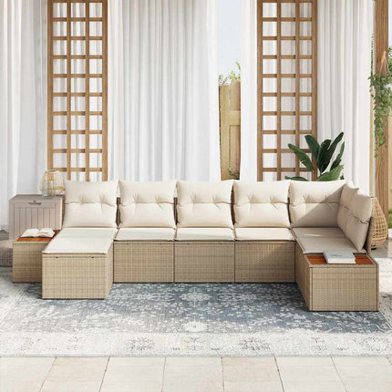 Trädgårdsoffset 8 pcs Beige och gräddfärgad Polyrattan
