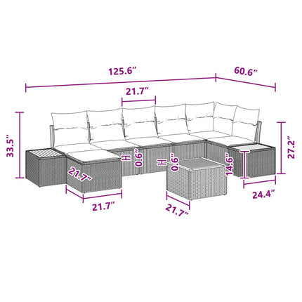 Trädgårdsoffset 8 st 7-Antal sittplatser Svart Polyrattan
