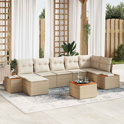 Trädgårdsoffset 8 pcs Beige och gräddfärgad Polyrattan
