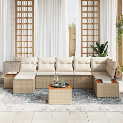 Trädgårdsoffset 8 pcs Beige och gräddfärgad Polyrattan