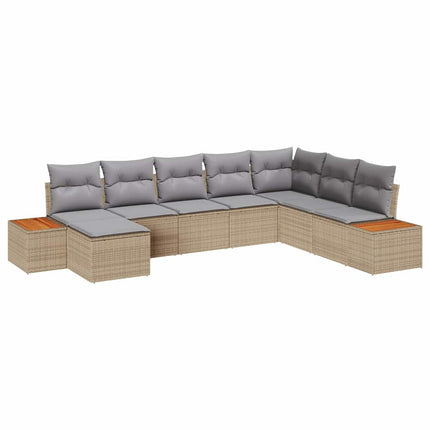 Trädgårdsoffset med kudde 9 pcs Beige och Ljusgrå Polyrattan