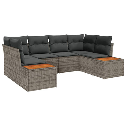 Trädgårdsoffset 6 st 6-Antal sittplatser Grå Polyrattan