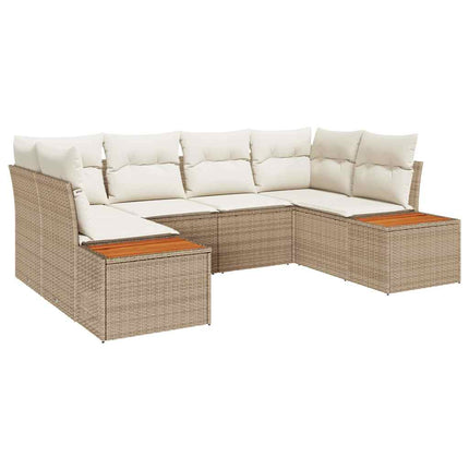 Trädgårdsoffset 6 pcs Beige och gräddfärgad Polyrattan
