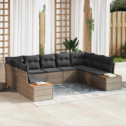 Trädgårdsoffset med kudde med lagring 5 pcs Grå Polyrattan