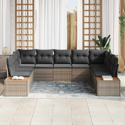 Trädgårdsoffset med kudde med lagring 5 pcs Grå Polyrattan