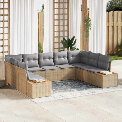 Trädgårdsoffset med kudde 5 pcs Beige och Ljusgrå Polyrattan