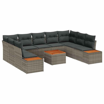 Trädgårdsoffset med kudde med lagring 5 pcs Grå Polyrattan