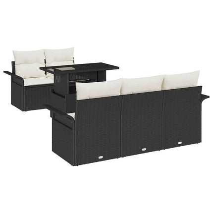 Trädgårdsoffset 6 st Svart [Syntetisk]: Poly Rattan
