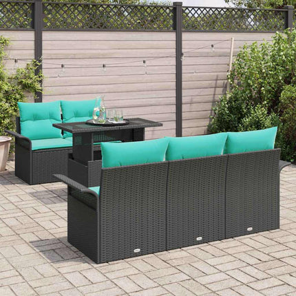 Trädgårdsoffset 6 st Svart [Syntetisk]: Poly Rattan