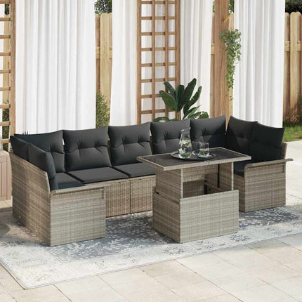 Trädgårdsoffset 8 st Ljusgrå [Syntetisk]: Poly Rattan