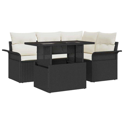 Trädgårdsoffset 5 st Svart [Syntetisk]: Poly Rattan