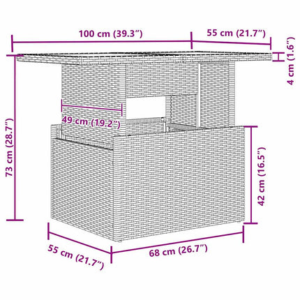 Trädgårdsoffset med kudde med lagring 9 pcs Beige Poly rattan