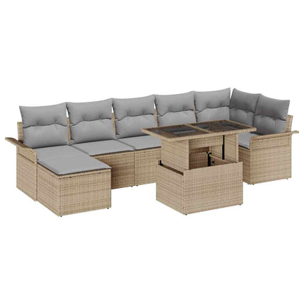 Trädgårdsoffset 8 st Beige [Syntetisk]: Poly Rattan