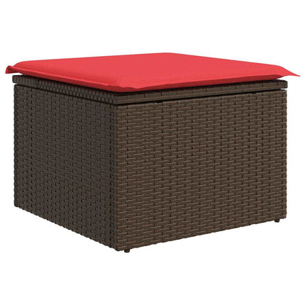 Trädgårdsoffset med kudde 9 pcs Brun Poly Rattan