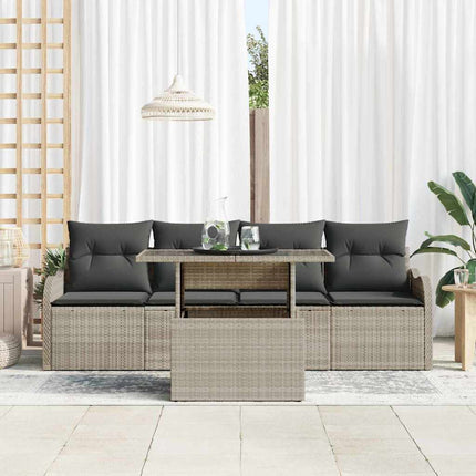 Trädgårdsoffset med kudde med kudde 5 pcs Ljusgrå Poly Rattan