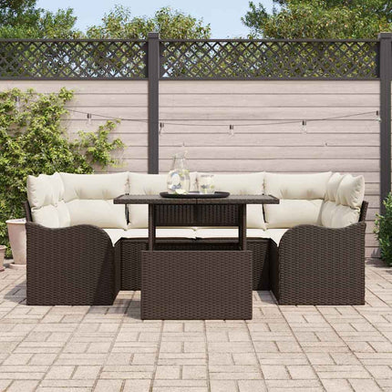 Trädgårdsoffset 7 pcs Brun 234 x 122,5 x 85 cm Poly Rattan