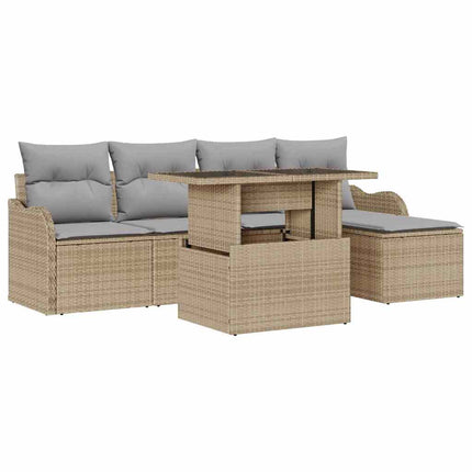 Trädgårdsoffset 6 st Beige [Syntetisk]: Polyrattan