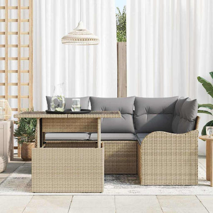 Trädgårdsoffset 5 st Beige Poly Rattan