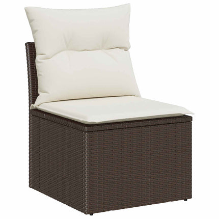 Trädgårdsoffset med kudde med kudde 6 pcs Brun Poly Rattan