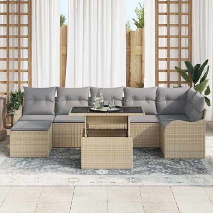 Trädgårdsoffset 8 st Beige [Syntetisk]: Poly Rattan