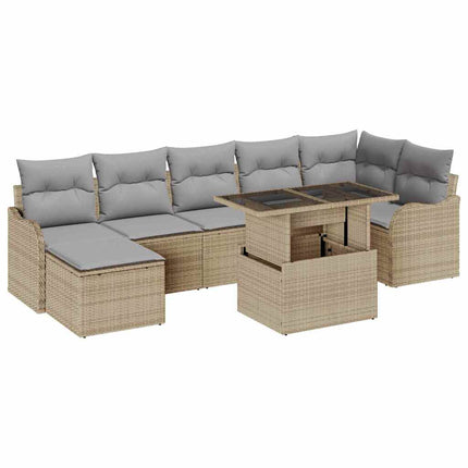 Trädgårdsoffset 8 st Beige [Syntetisk]: Poly Rattan