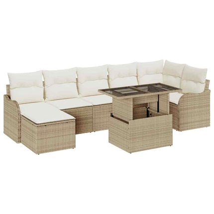Trädgårdsoffset 8 st Beige [Syntetisk]: Poly Rattan