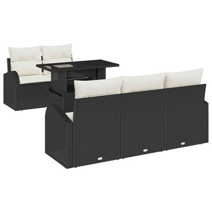 Trädgårdsoffset 6 st Svart Poly Rattan