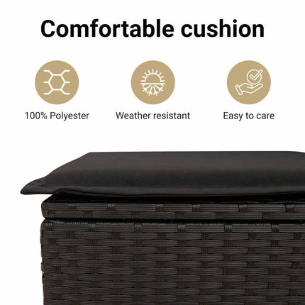Trädgårdsoffset 6 st Svart Poly Rattan