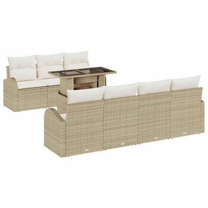 Trädgårdsoffset 8 st Beige Poly Rattan