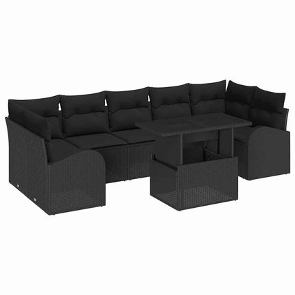 Trädgårdsoffset 8 st Svart Poly Rattan
