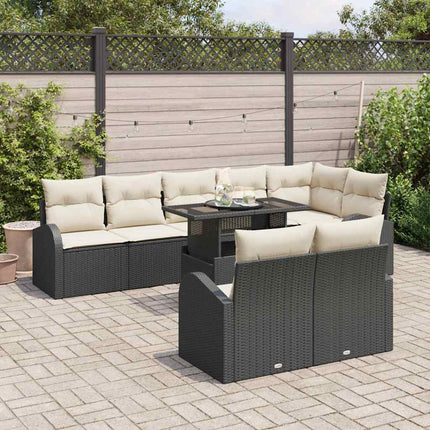 Trädgårdsoffset 9 st Svart Poly rattan