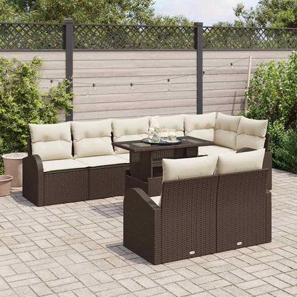 Trädgårdsoffset med lagring 9 pcs Brun Poly rattan