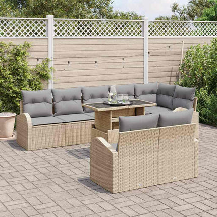 Trädgårdsoffset 9 st Beige Poly rattan