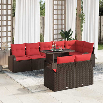 Trädgårdsoffset med lagring 9 pcs Brun Poly rattan